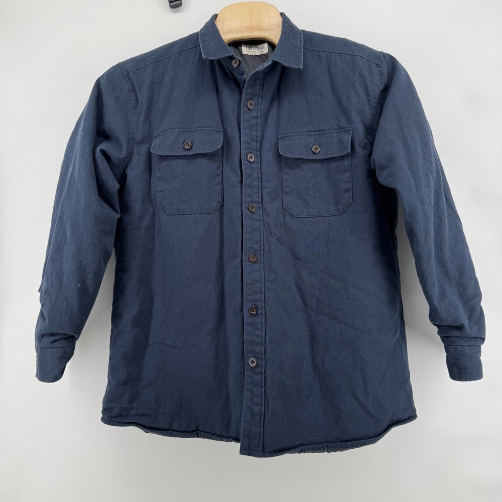 Line Of Trade Jacket Mens XL Blue Insulated Lined‎ Shirt Shacket Button Up Work